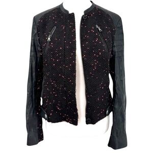 Express Faux Leather Jacket Cropped Tweed Motorcycle Edgy Urban Boho Biker Small